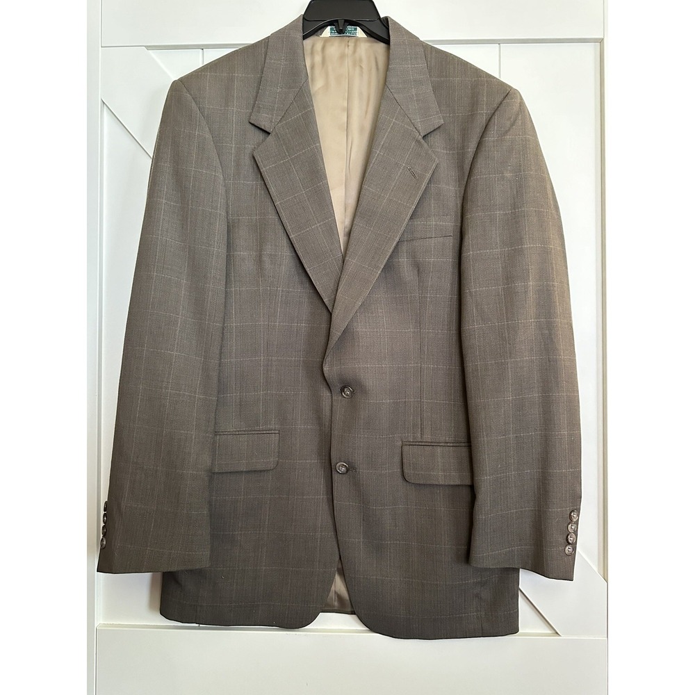 EVAN PICONE International  Men's Brown Windowpane Wool Blazer‎ 40L
